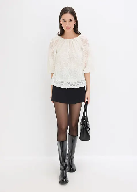 Blusa con motivo floreale operato, bonprix