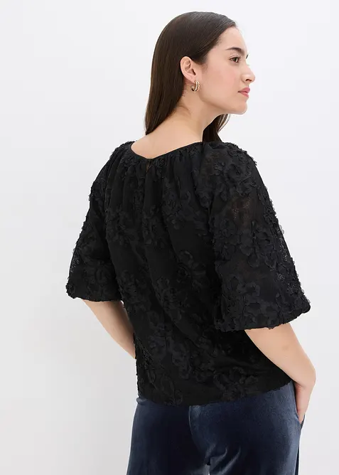 Blusa con motivo floreale operato, bonprix
