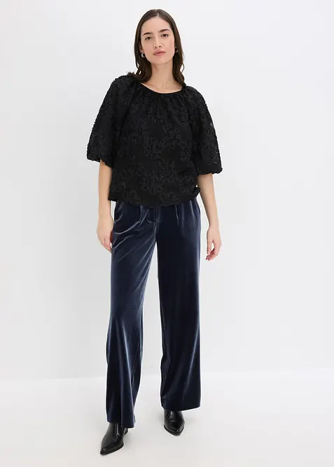 Blusa con motivo floreale operato, bonprix