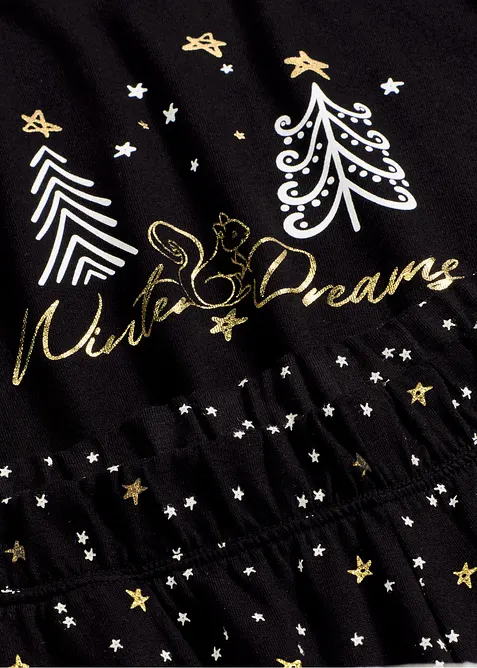 Pigiama in puro cotone con stampa glitterata, bonprix