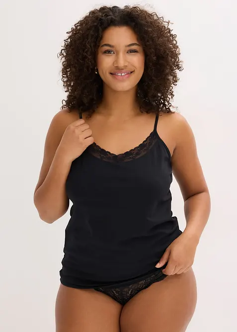 Canottiera con cotone biologico e pizzo (pacco da 2), bonprix