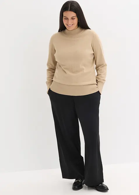 Pantaloni in jersey con inserti di satin, bonprix