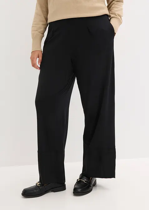 Pantaloni in jersey con inserti di satin, bonprix