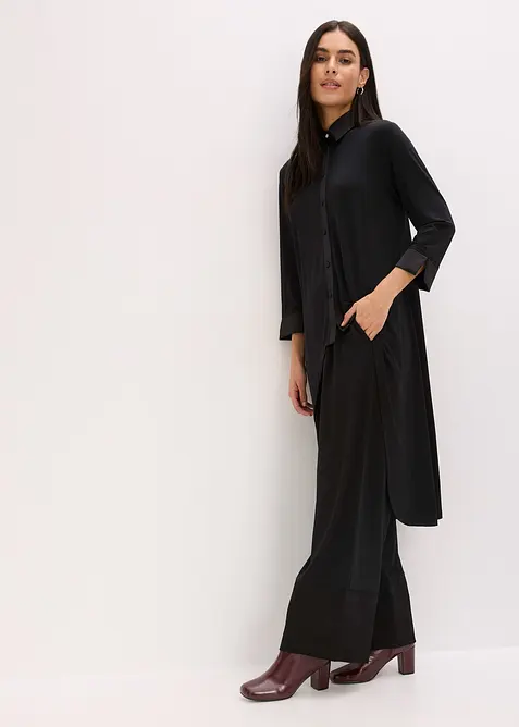 Blusa di jersey con inserti di satin, bonprix