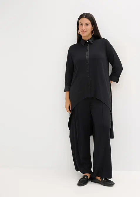 Blusa di jersey con inserti di satin, bonprix