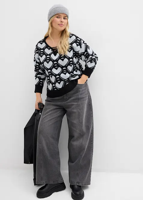 Maglione in filato fine jacquard, bonprix