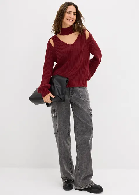 Maglione in  filato grosso con cut-out, bonprix