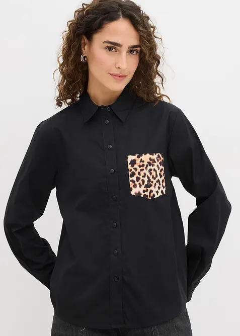 Camicia oversize con tasca a contrasto, bonprix