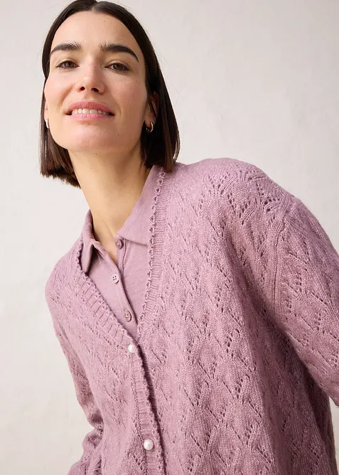 Cardigan traforato con lana, bonprix