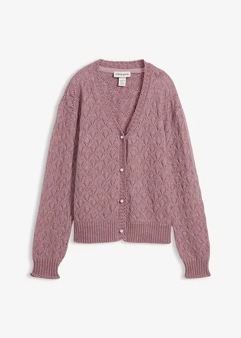 Cardigan traforato con lana, bonprix