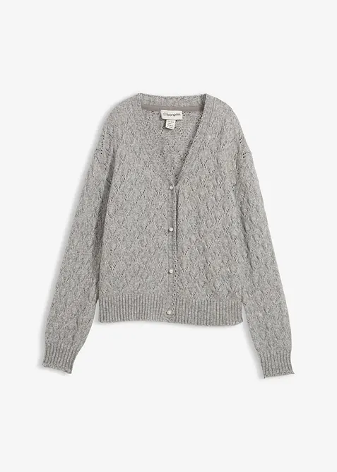 Cardigan traforato con lana, bonprix