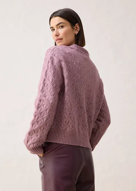 Cardigan traforato con lana, bonprix