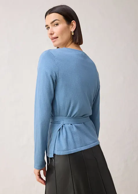 Cardigan incrociato con lana merino, bonprix