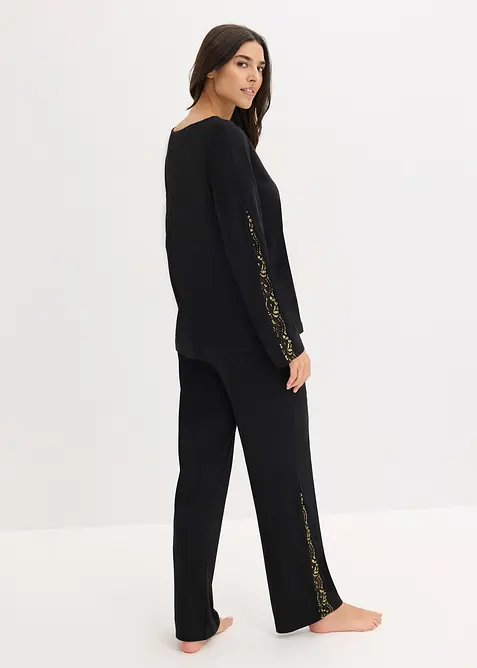 Pigiama con delicato pizzo glitterato, bonprix