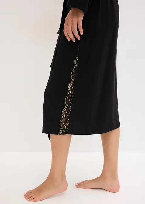 Vestaglia a kimono con delicato pizzo glitterato, bonprix