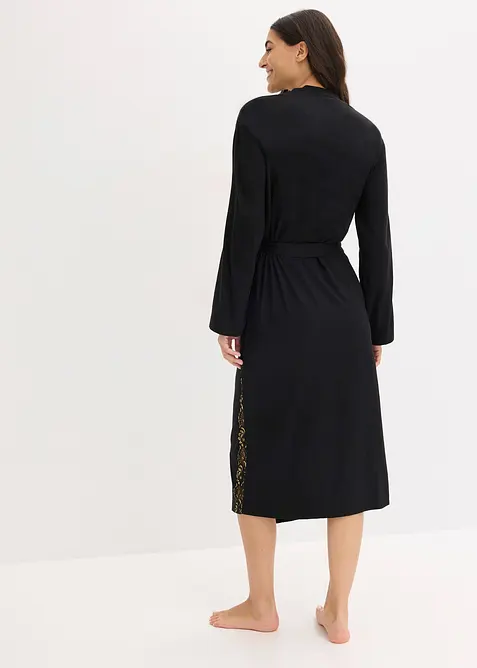 Vestaglia a kimono con delicato pizzo glitterato, bonprix