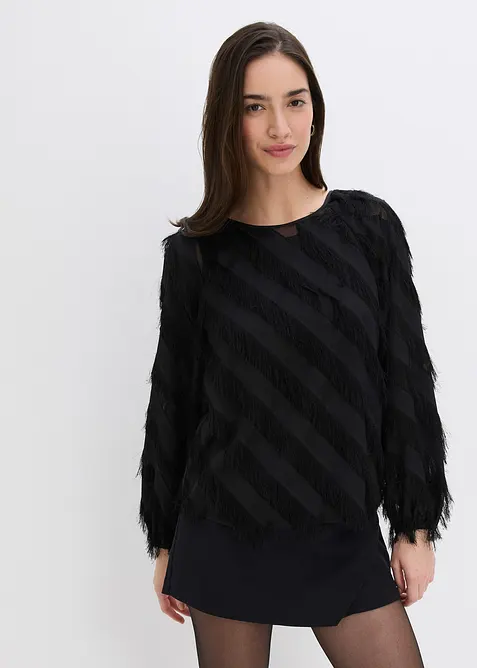 Blusa con dettagli frangiati, bonprix