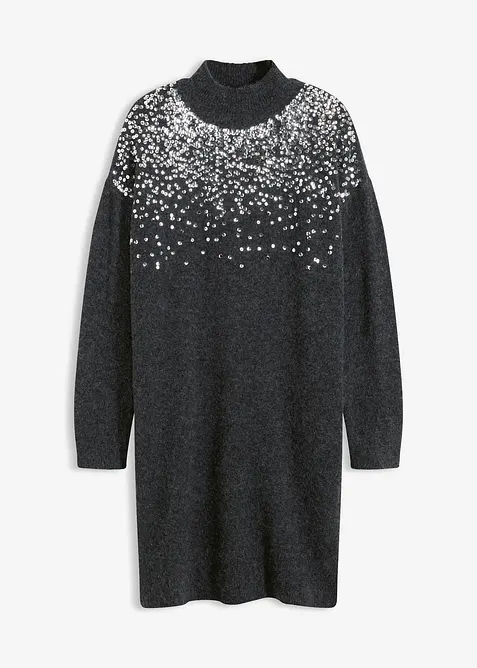 Abito in maglia con applicazione di paillettes, bonprix