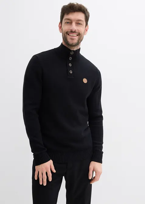 Maglione con bottoni in misto cotone morbido, bonprix