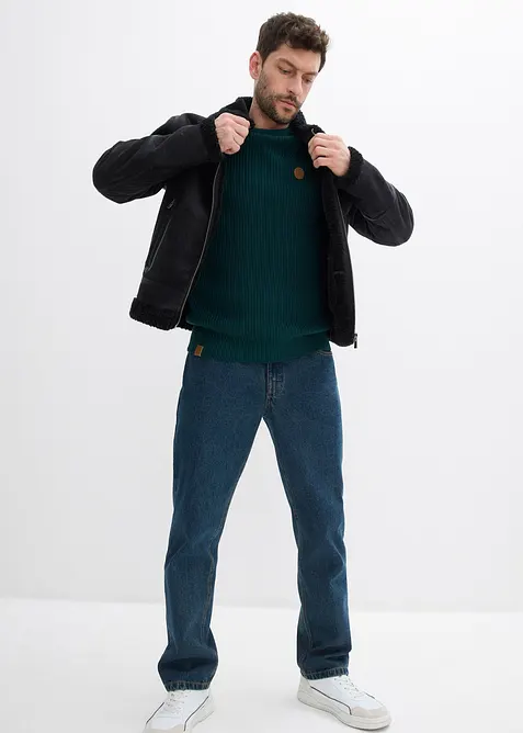 Maglione girocollo in morbido misto cotone, bonprix