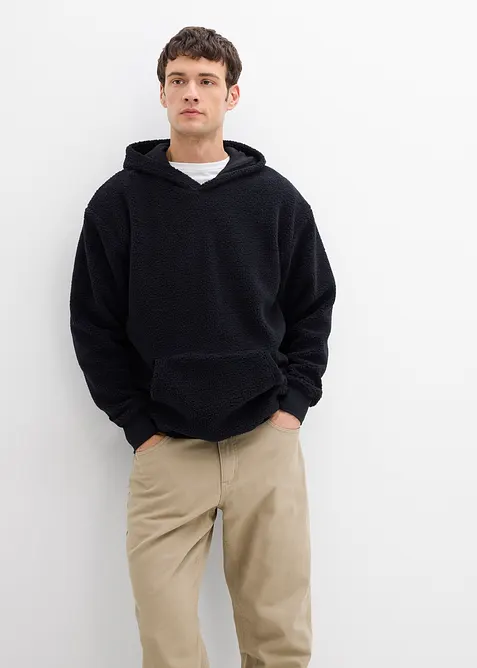 Felpa in pile teddy con fodera in cotone, loose fit, bonprix