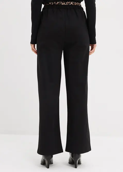 Pantaloni in felpa larghi con girovita a contrasto, bonprix