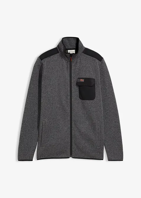 Giacca in pile lavorato a maglia con pratiche tasche e dettagli sportivi, bonprix