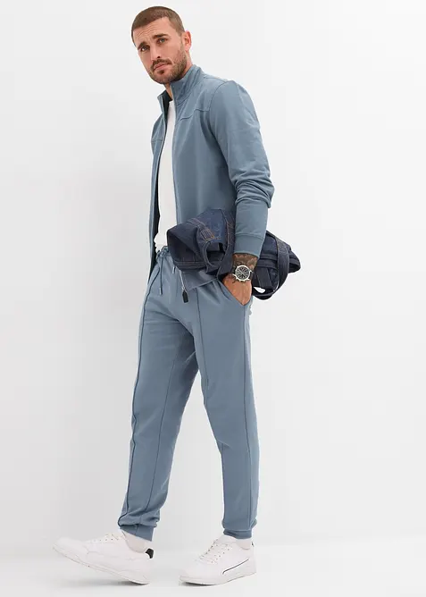 Pantaloni eleganti in morbida felpa di misto cotone con piega cucita, bonprix