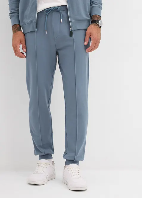 Pantaloni eleganti in morbida felpa di misto cotone con piega cucita, bonprix