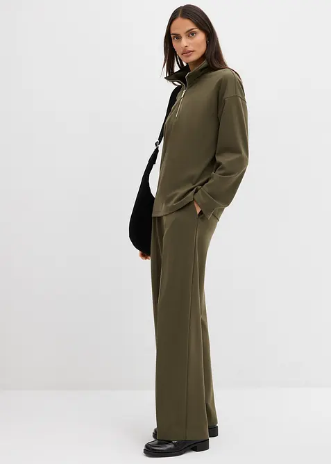 Maglione con mezza zip in misto viscosa, bonprix