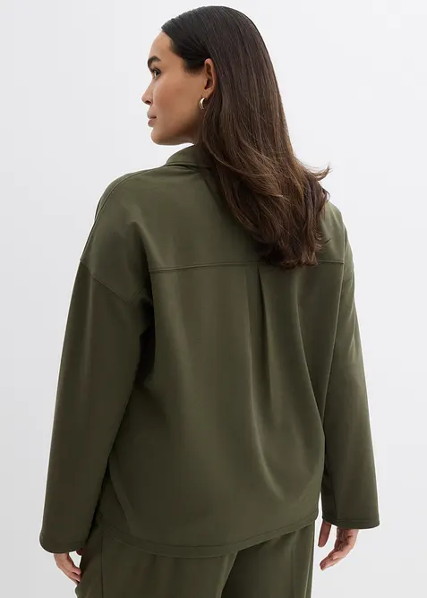 Maglione con mezza zip in misto viscosa, bonprix