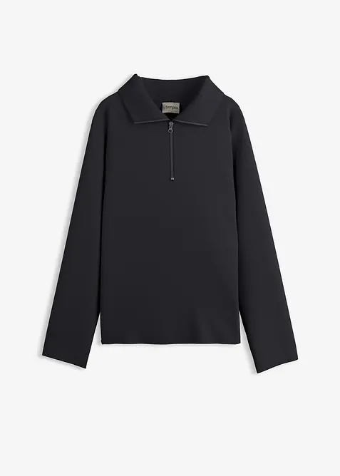 Maglione con mezza zip in misto viscosa, bonprix