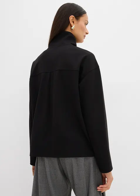 Maglione con mezza zip in misto viscosa, bonprix