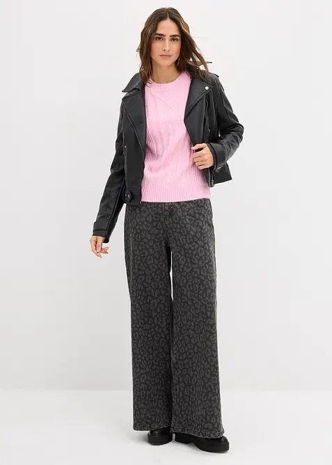 Maglione in  filato grosso con motivo a trecce, bonprix