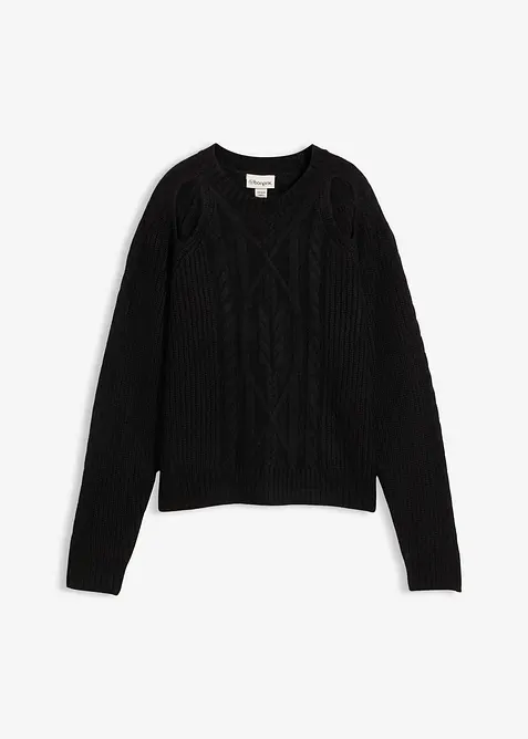 Maglione in  filato grosso con motivo a trecce, bonprix