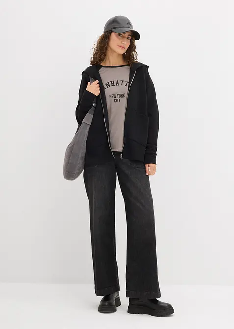 Felpa oversize con zip, bonprix