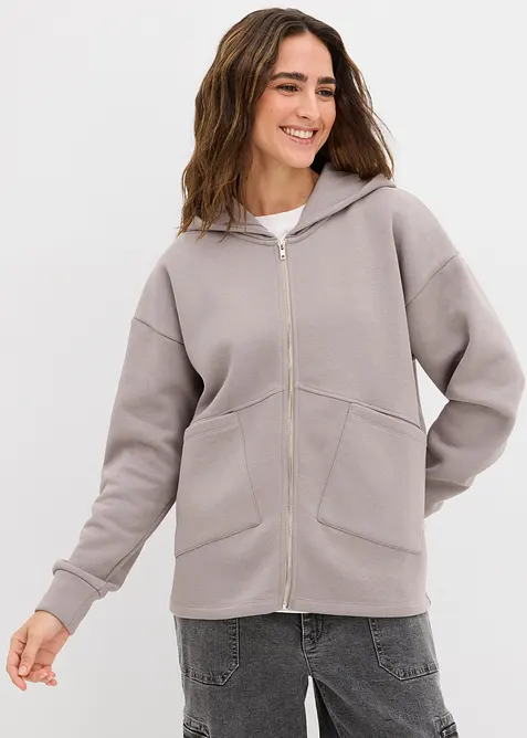 Felpa oversize con zip, bonprix