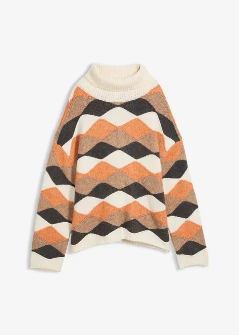 Maglione a collo alto con motivo geometrico, bonprix