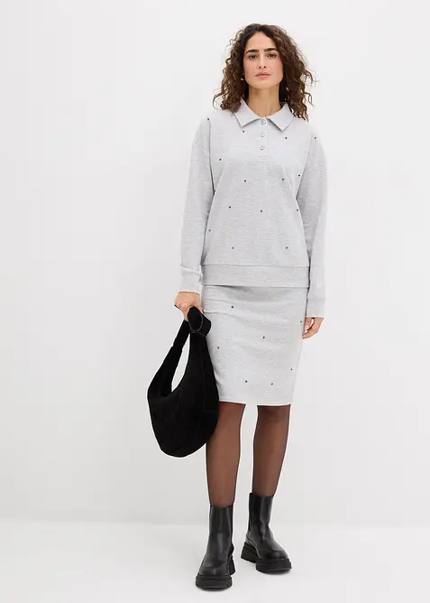 Gonna in felpa con piccole borchie, bonprix