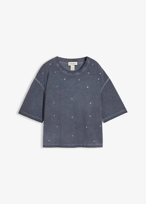 T-shirt in puro cotone con strass, bonprix