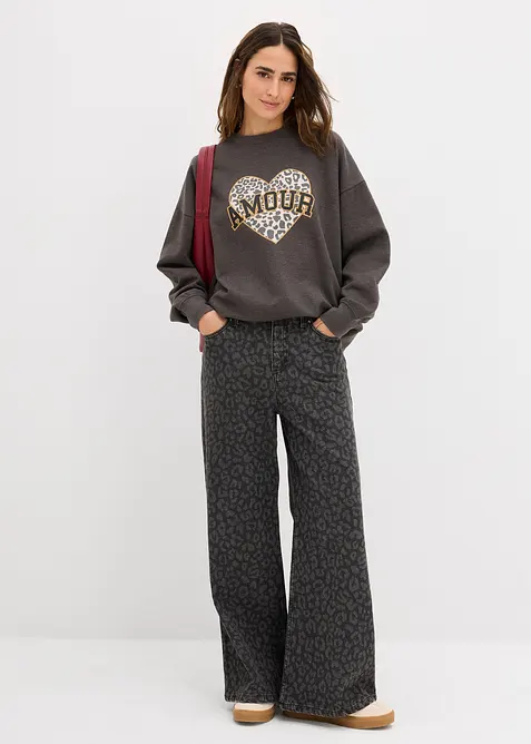 Felpa oversize in misto cotone, bonprix