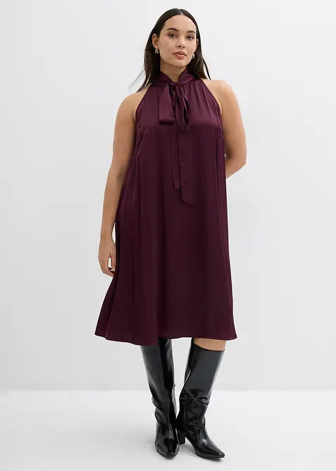 Abito midi in satin di misto viscosa, bonprix