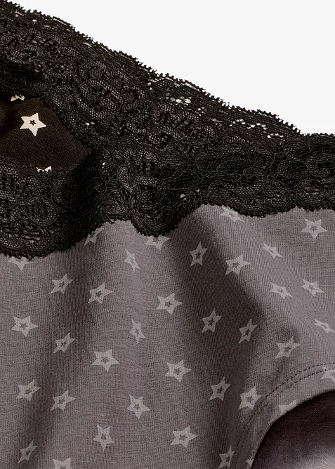 Culotte a vita alta con pizzo e cotone biologico (pacco da 4), bonprix