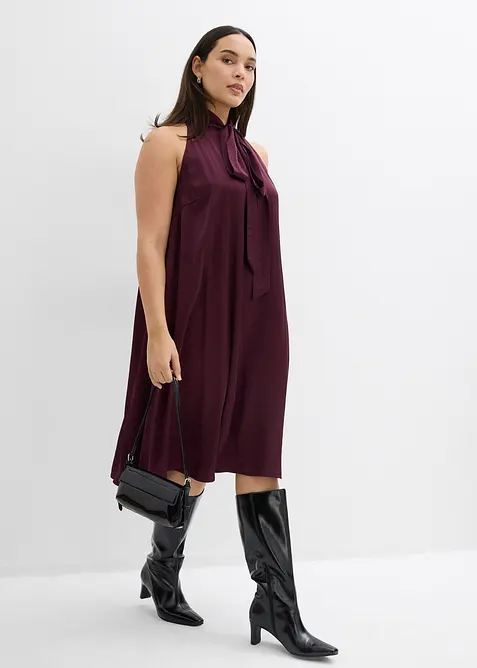 Abito midi in satin di misto viscosa, bonprix