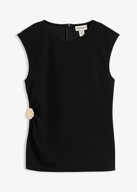 Top in crêpe con fibbia decorativa, bonprix