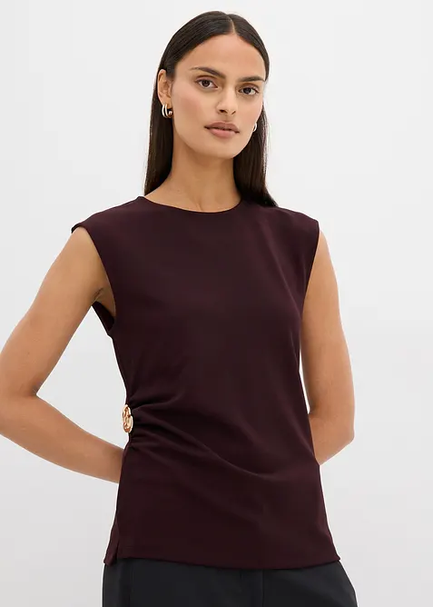 Top in cr&ecirc;pe con fibbia decorativa, bonprix