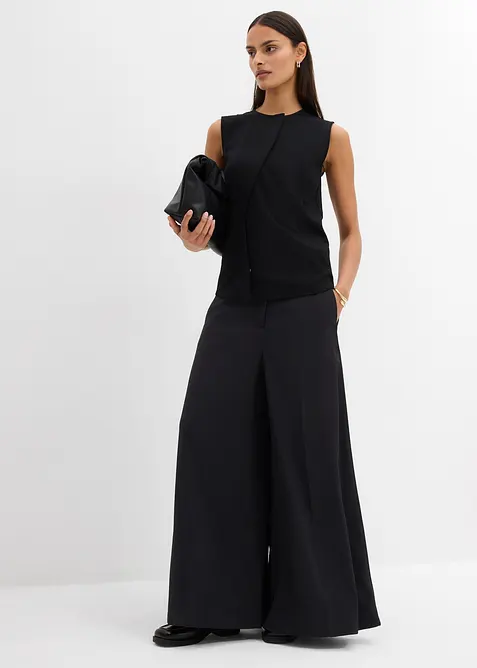 Top a gilet asimmetrico in punto di Roma, bonprix