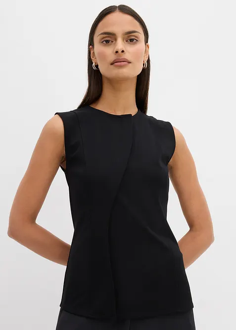 Top a gilet asimmetrico in punto di Roma, bonprix