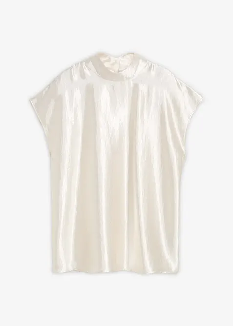 Top in satin con collo a mezza altezza, bonprix