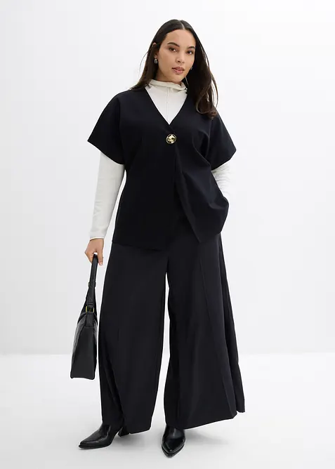 Gilet in morbido punto di Roma con bottone decorativo, bonprix